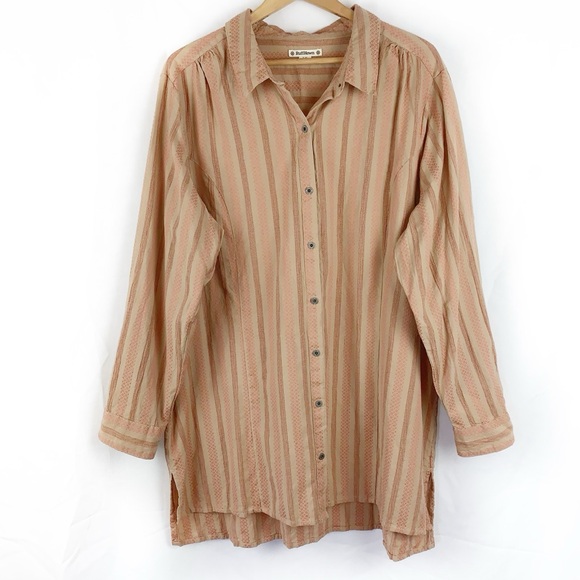 Ruff Hewn Embroidered Stripe Button Down Shirt - Picture 1 of 8